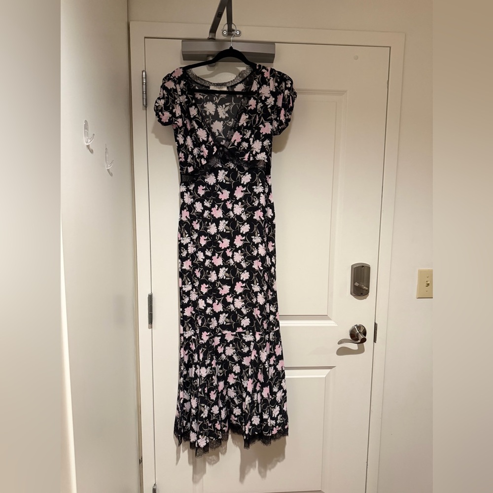 LoveshakeFancy Floral Black and Pink Maxi Dress